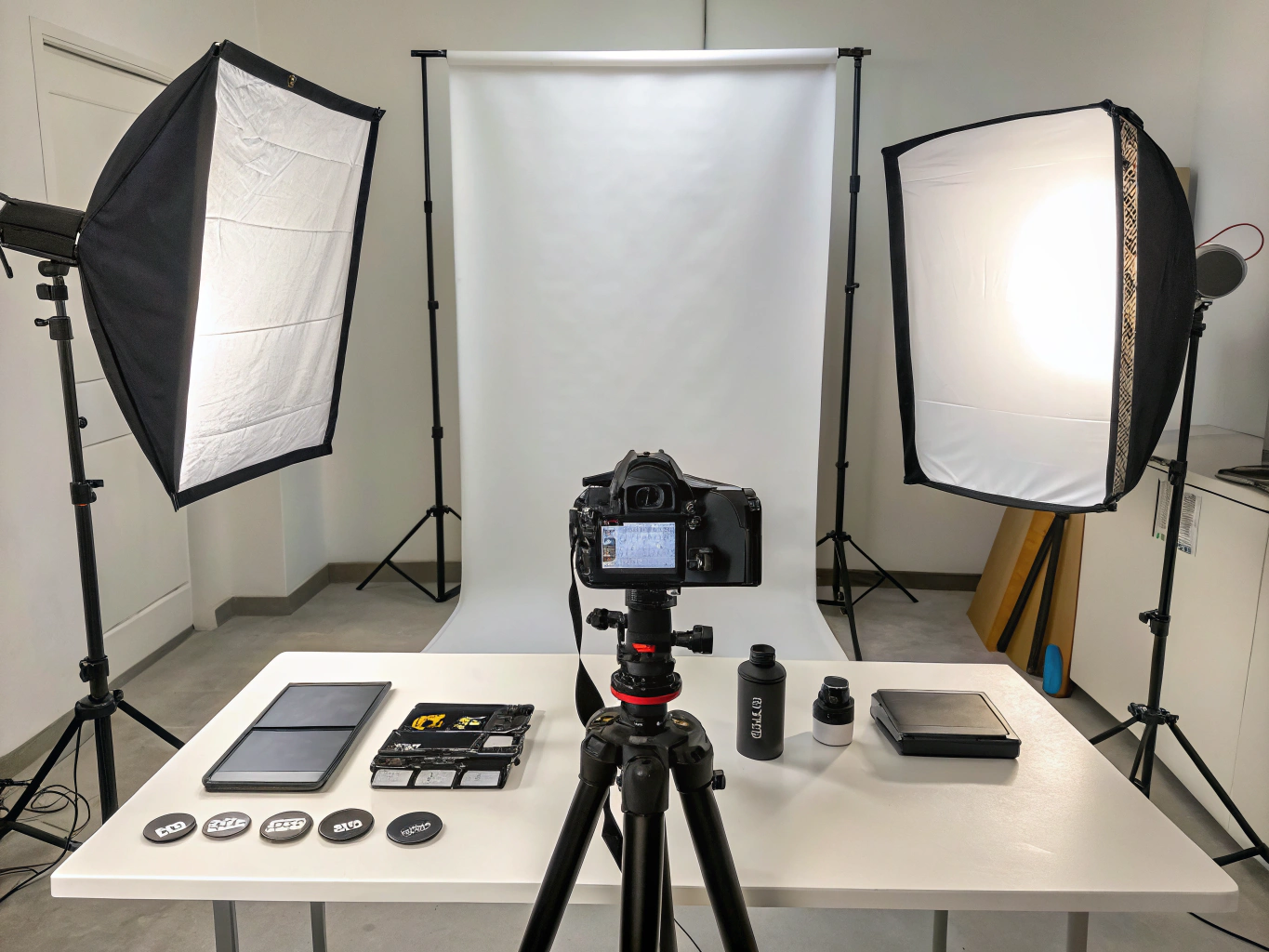 Professional editorial photography and creative content setup